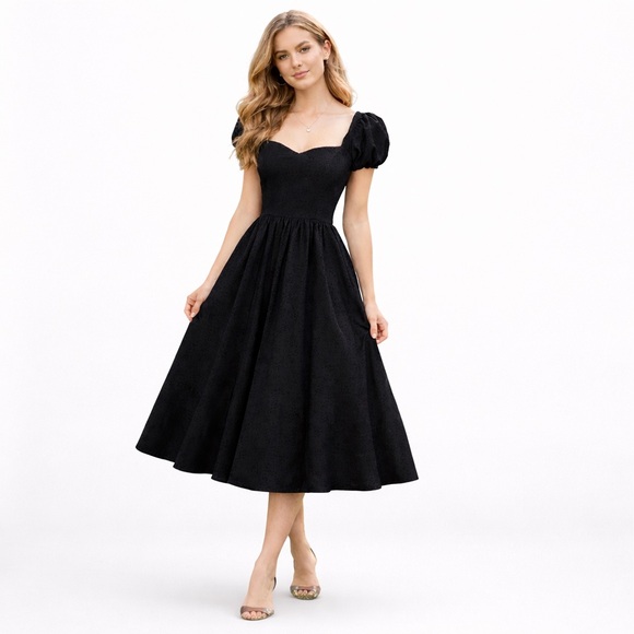 HeartsandFound Dresses & Skirts - HeartsandFound HeartsandFound Valentina Dress – Black Swiss Dot Cotton Large